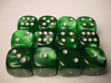 12 d6 Dice Set Chessex VELVET GREEN silver Die VERDE argento Dadi Dado 27675