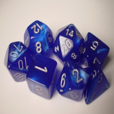 7 Die Set Chessex VELVET BLUE silver Dice BLU argento Dadi Dado 27476