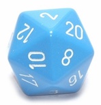 d20 Dice Chessex 16mm Opaque Light Blue white PQ2016 Dado Opaco Azzurro bianco