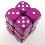 12 d6 Dice Chessex OPAQUE LIGHT PURPLE white  Dadi OPACO VIOLA CHIARO bianco 25627