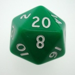 d20 Dice Chessex 16mm Opaque Green white PQ2005 Dado Opaco Verde bianco