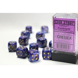 12 d6 Dice Set Chessex Lustrous PURPLE Gold 27697 VIOLA Oro Dadi Dado