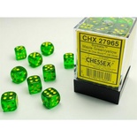 36 d6 Dice Set Chessex Polyedral BOREALIS MAPLE GREEN/YELLOW 27965 VERDE GIALLO Dadi Dado