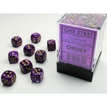 36 d6 Dice Set Chessex Polyedral VORTEX PURPLE W/GOLD 27837 VIOLA ORO Dadi Dado