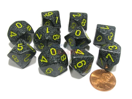 10 d10 Dice Set Chessex SPECKLED URBAN CAMO Yellow 25128 MACULATO URBAN Giallo Dadi Dado