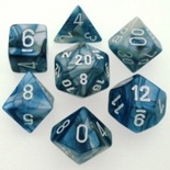 7 Die Set Chessex LUSTROUS SLATE white Dice ARDESIA bianco Dadi Dado 27490