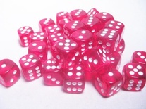 36 d6 Dice Set Chessex TRANSLUCENT RED white 23804 Dadi Trasparente Rosso