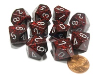 10 d10 Dice Set Chessex SPECKLED VOLCANO Silver 25144 MACULATO VULCANO Argento Dadi Dado