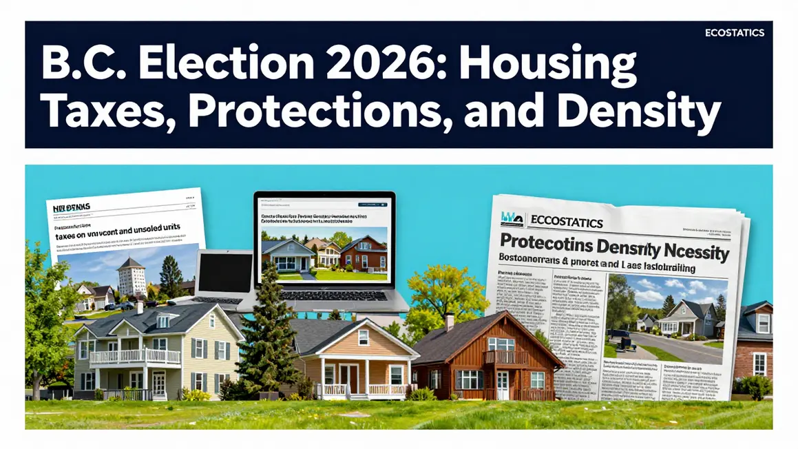B.C. Election 2026: Housing Taxes, Protections, and Density — editorial illustration