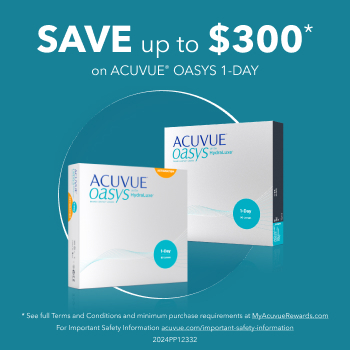 Save up to $300 on ACUVUE® OASYS 1-Day contact lenses