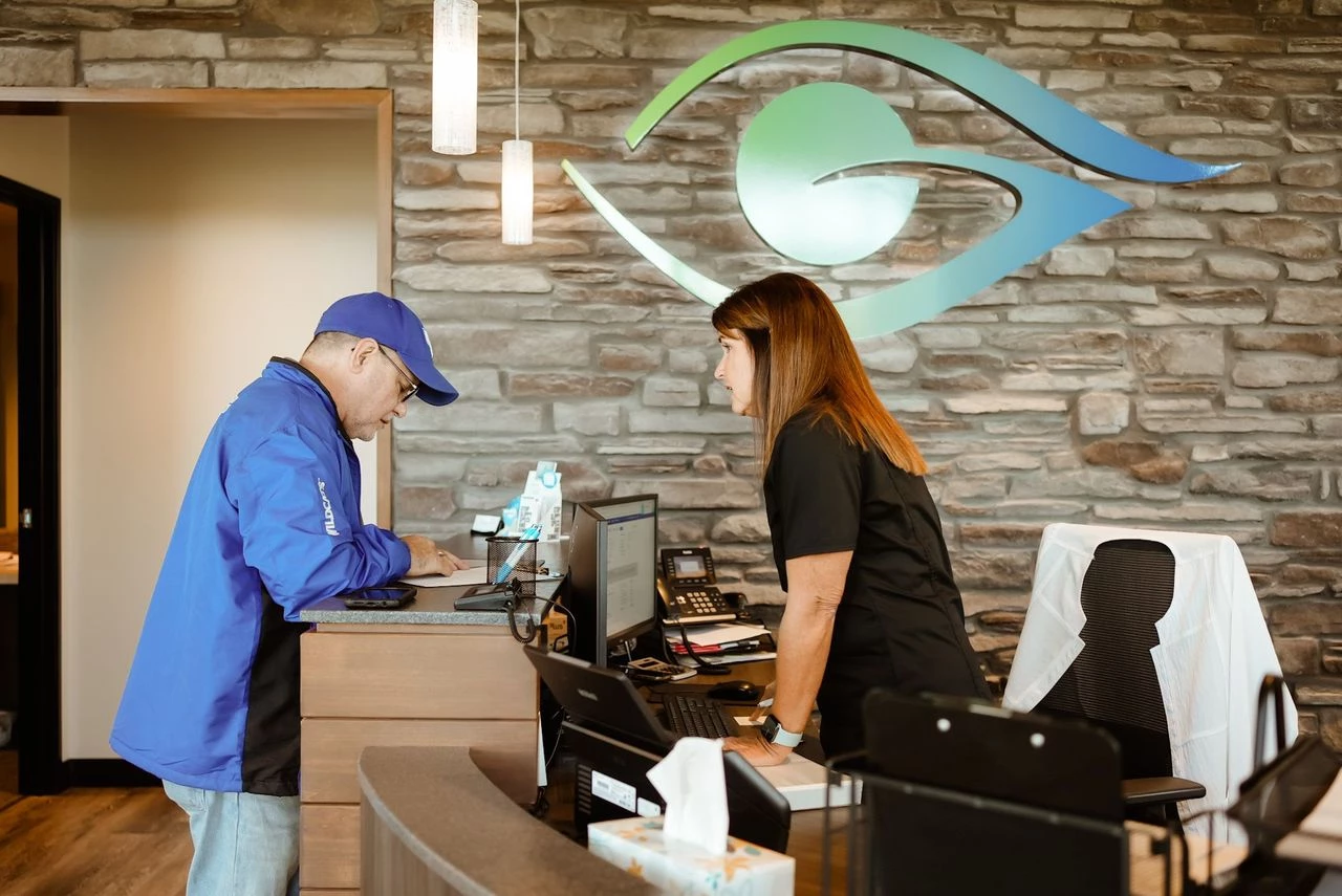 Staff at Jarvis with eyecare patient.