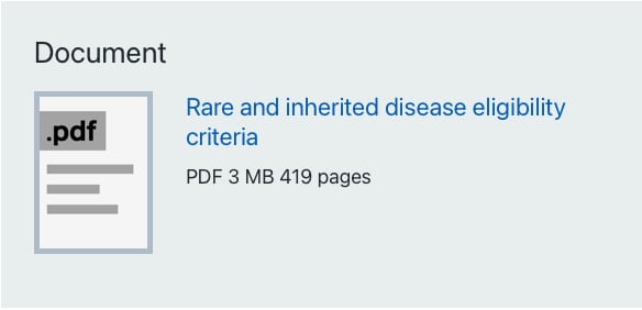 NHS Genomic Test Directory screenshot