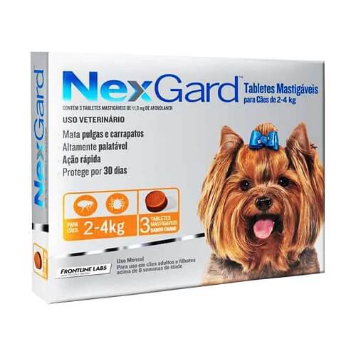 2-4kg Perros - 3 Tabletas Para Pulgas y Garrapatas / NexGard