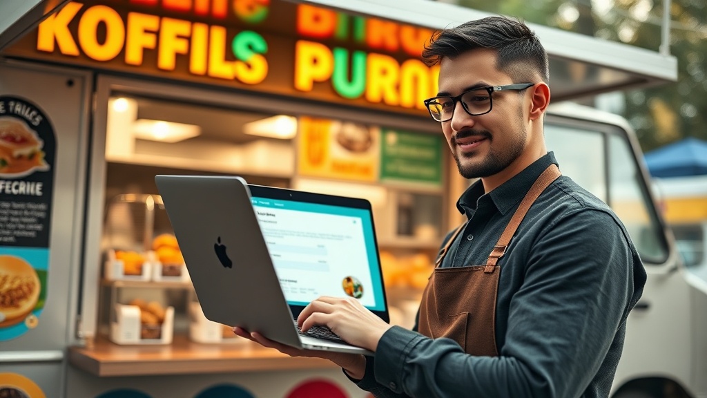 Vendor setting up their Edesia profile on a laptop