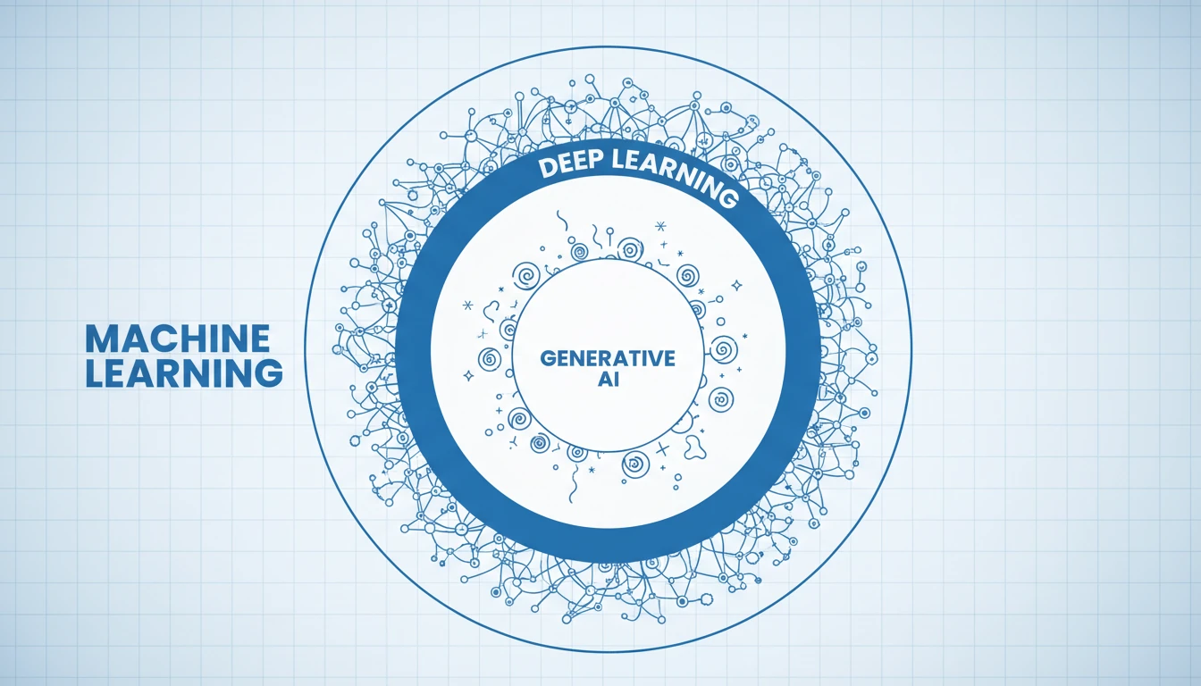 A stylized architectural blueprint showing three nested layers. The largest outer layer is labeled