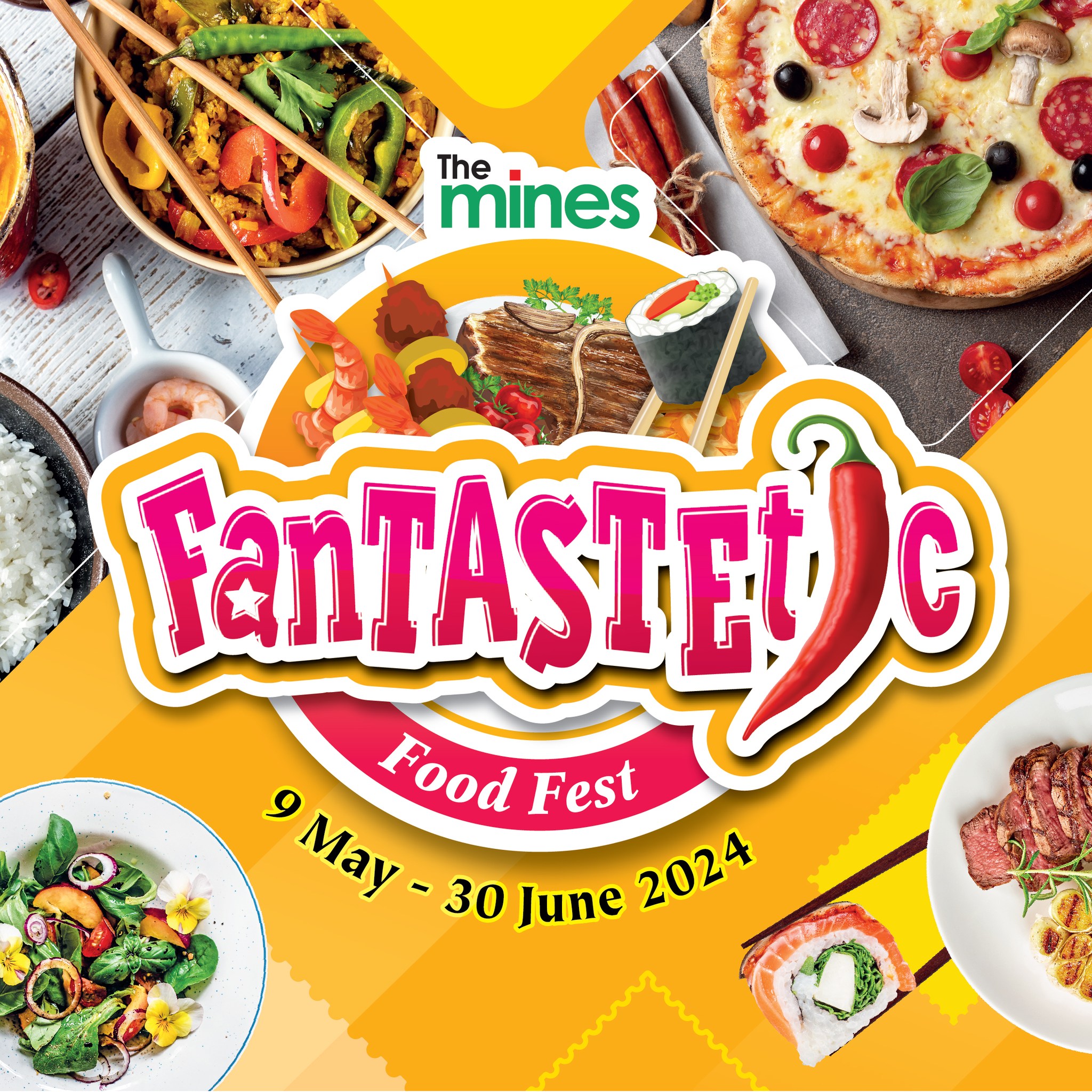 the mines shopping mall's fantastetic food fest: buy 1 free 1 meals, lucky draws & culinary workshops through 30 june 2024