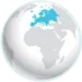 Imagem de globo terrestre com a Europa em destaque.