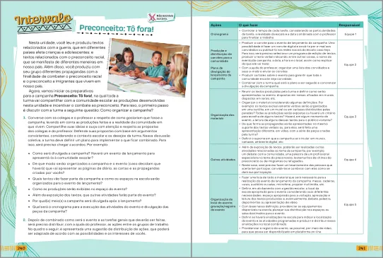 Imagem de páginas do livro do aluno com a seção 'Intervalo'.