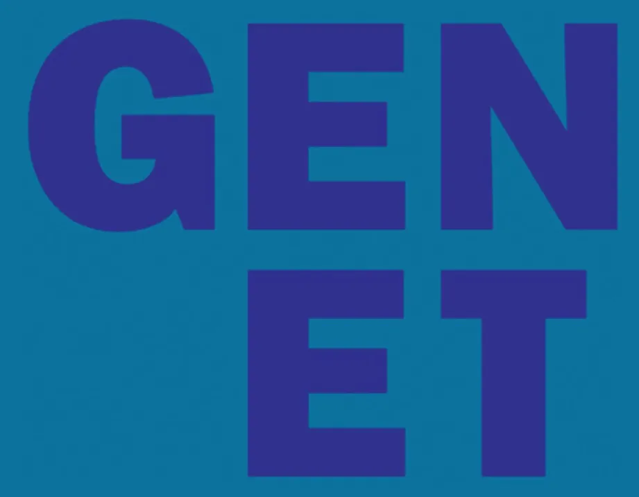Imagem de poema visual. O poema contém as letras G E N na primeira linha e E T na segunda linha.