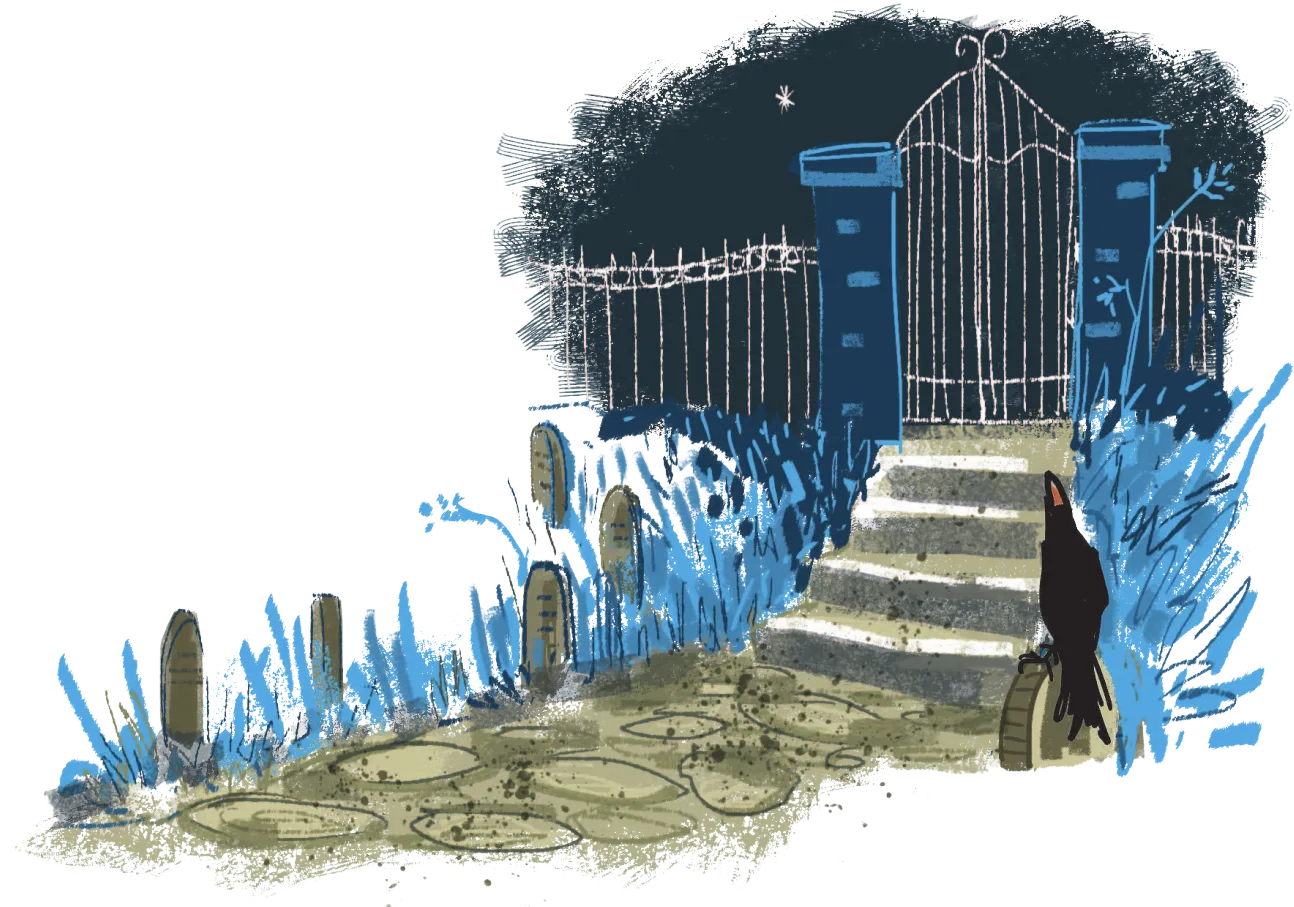 Imagem do portão de um cemitério.