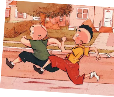 Imagem de Cebolinha e Cascão correndo.