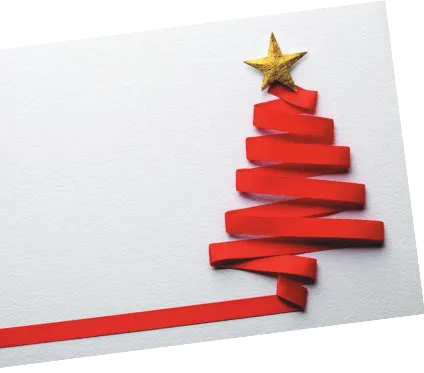 Imagem de um cartão com uma árvore de Natal.