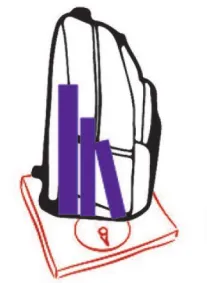 Imagem de mochila com livros. Os livros maiores estão posicionados na parte traseira da mochila.