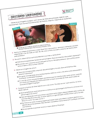 Imagem de página do livro do aluno com a seção 'Cruzando linguagens'.