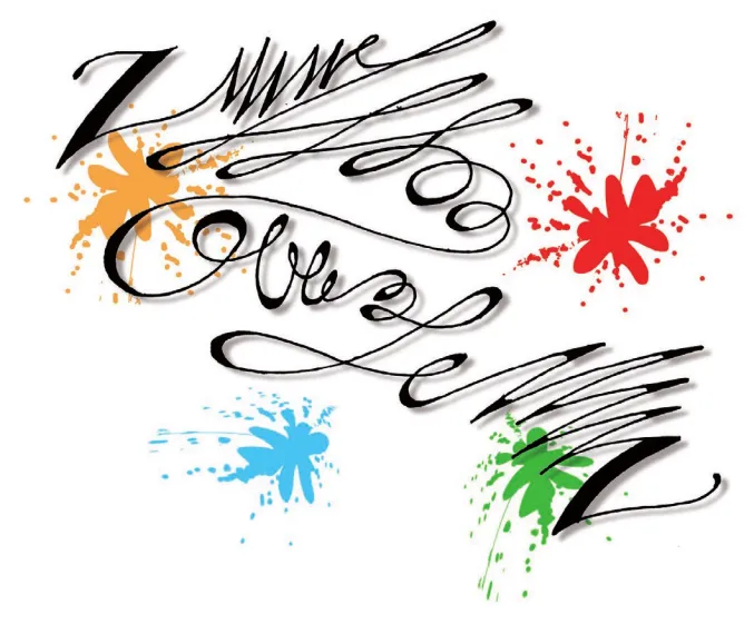 Imagem de rabiscos e manchas de tinta.