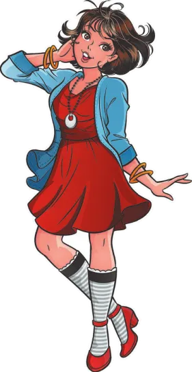 Imagem da personagem Mônica jovem.