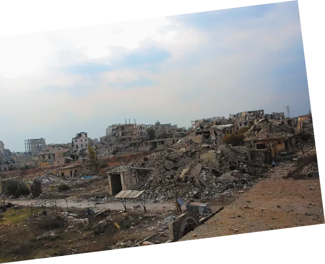 Imagem de uma cidade em ruínas.