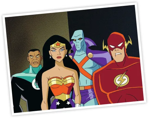 Imagem de Flash, Mulher-Maravilha, Ajax e Lanterna Verde.