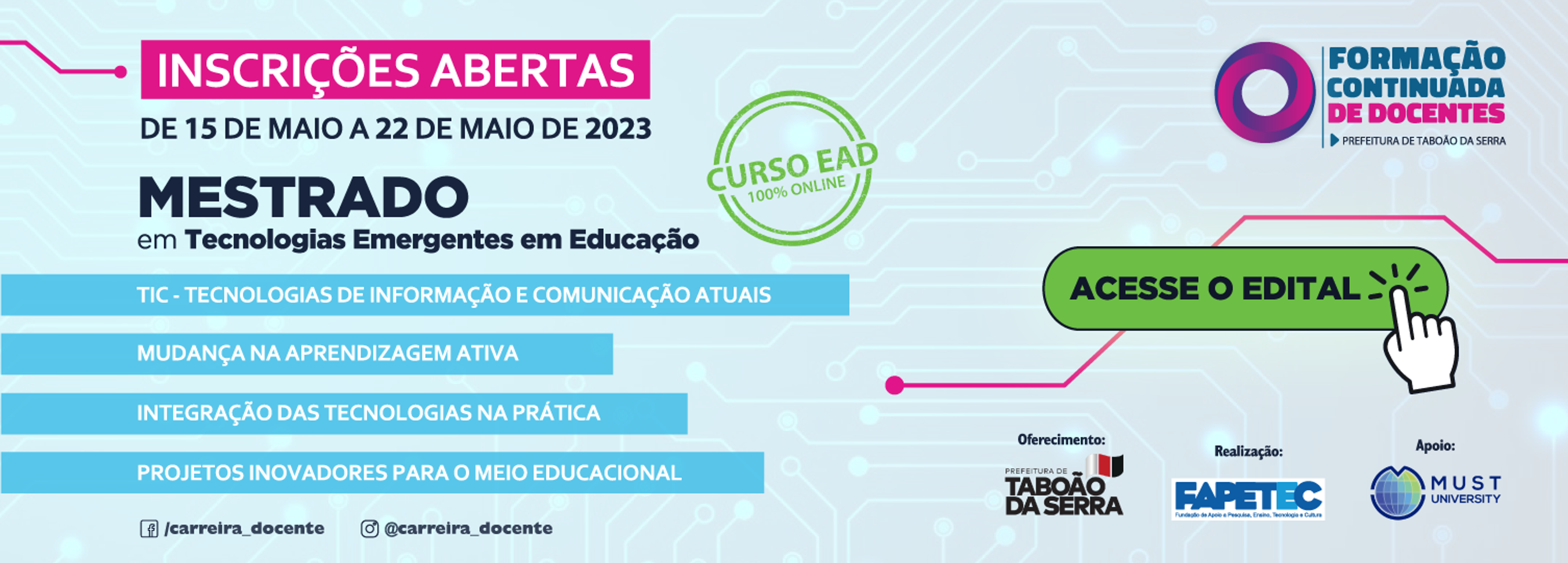 MESTRADO em Tecnologias Emergentes em Educação - Curso EAD