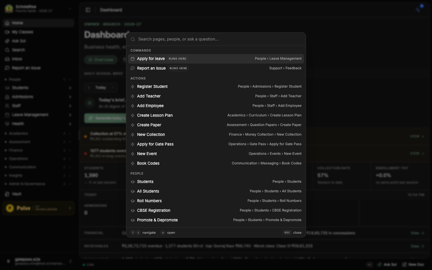 The redesigned quick search panel