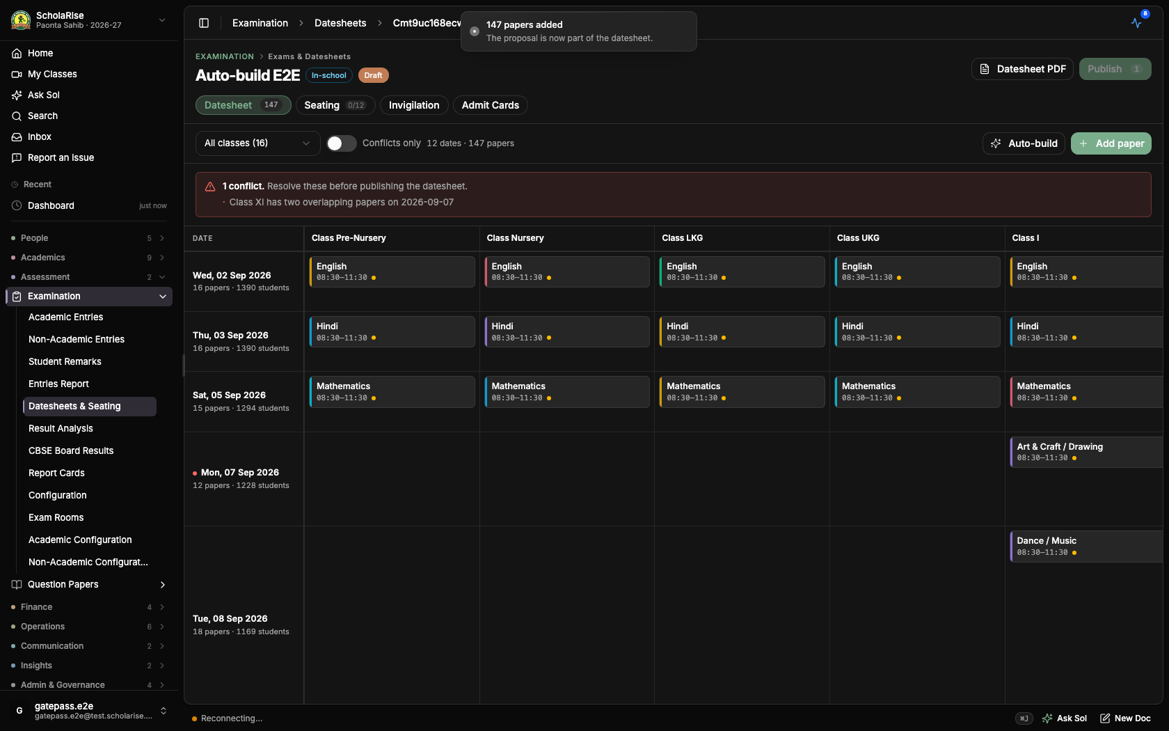 One click applies the whole draft, with clash checking still in charge