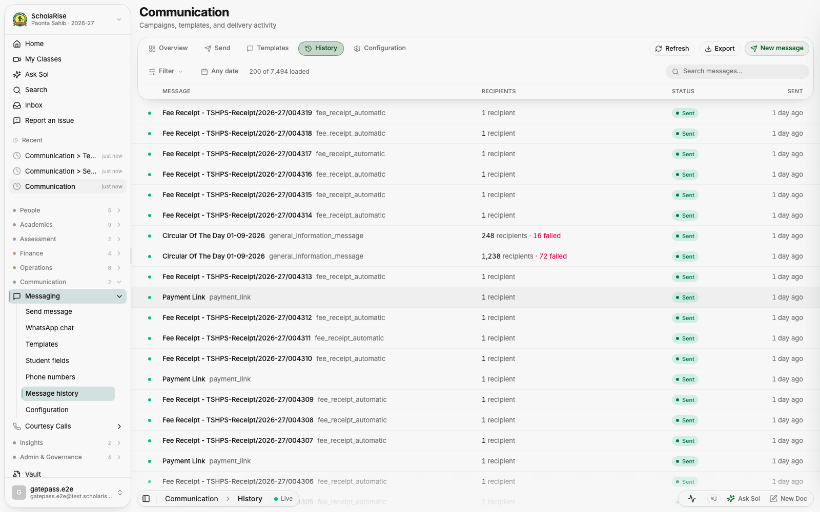 Message history