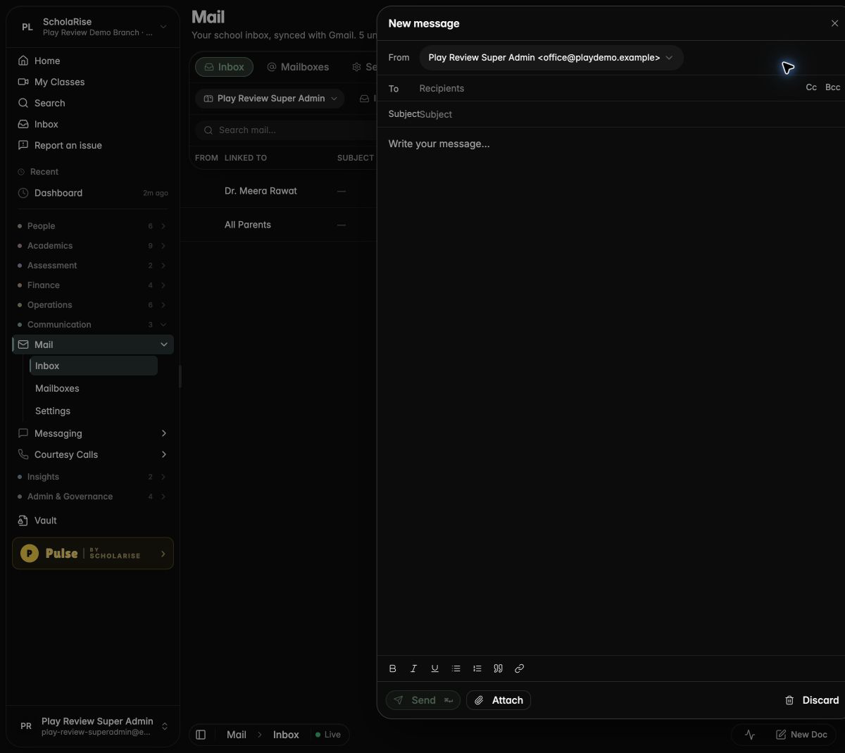 The composer in dark mode
