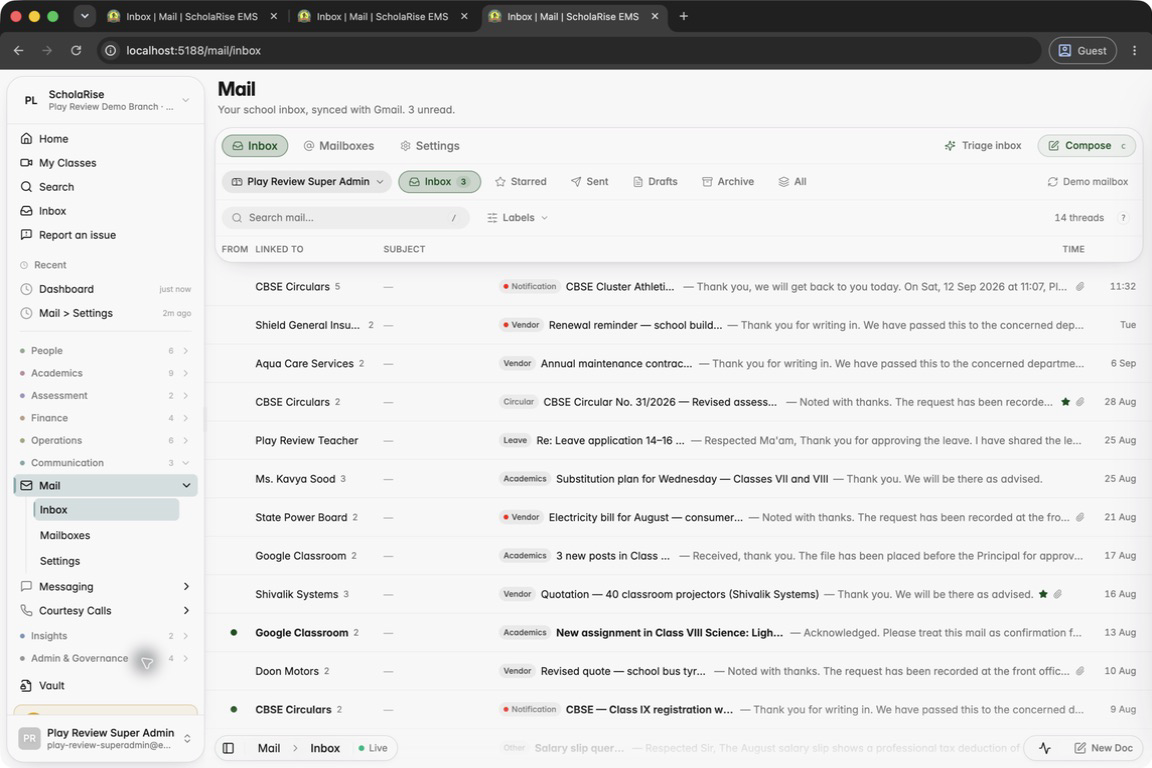 The new Triage inbox action next to Compose