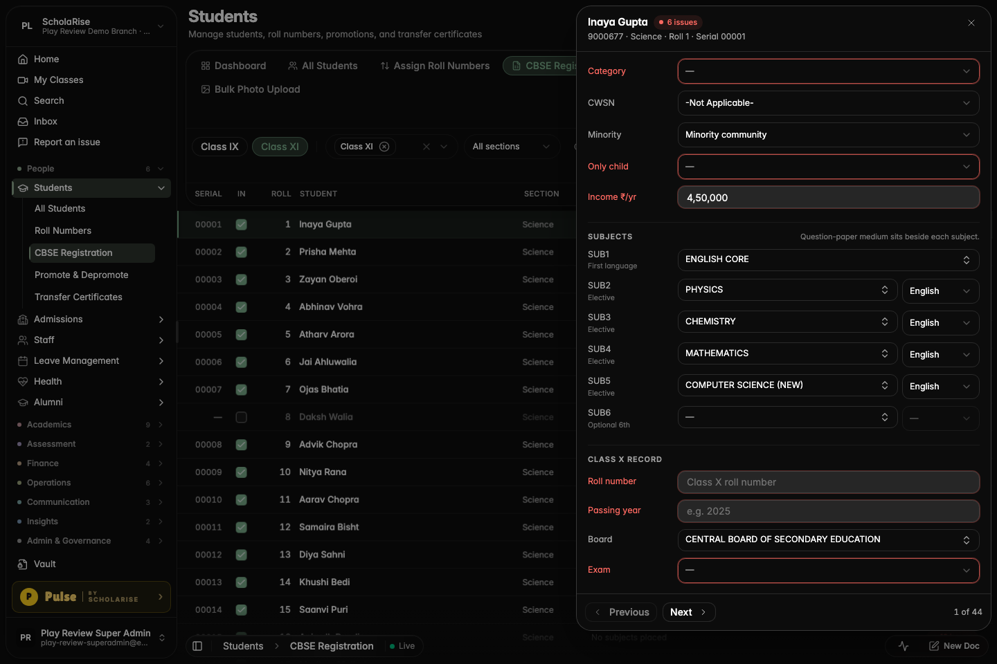 Picking a board from the search results fills the Board field