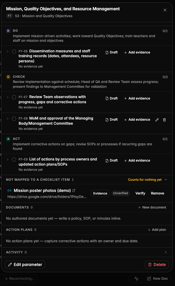 Files not mapped to any item are called out at the bottom until they are