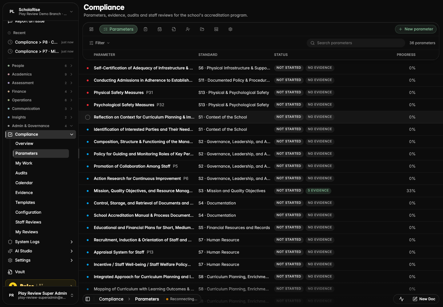 Escape returns to the list exactly where you left it