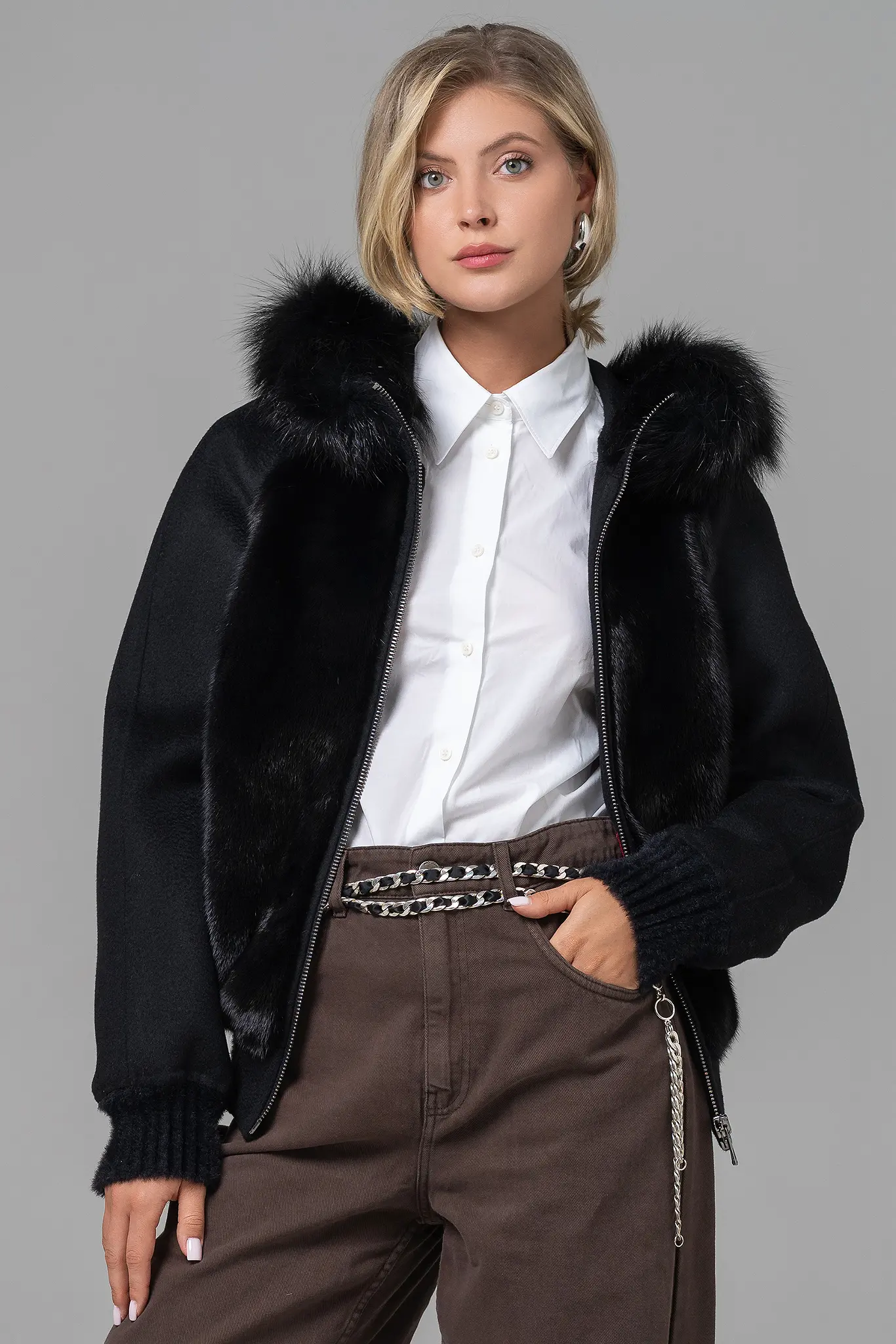 Palton cu blană naturală pentru femei — Artizana Fashion, foto 1