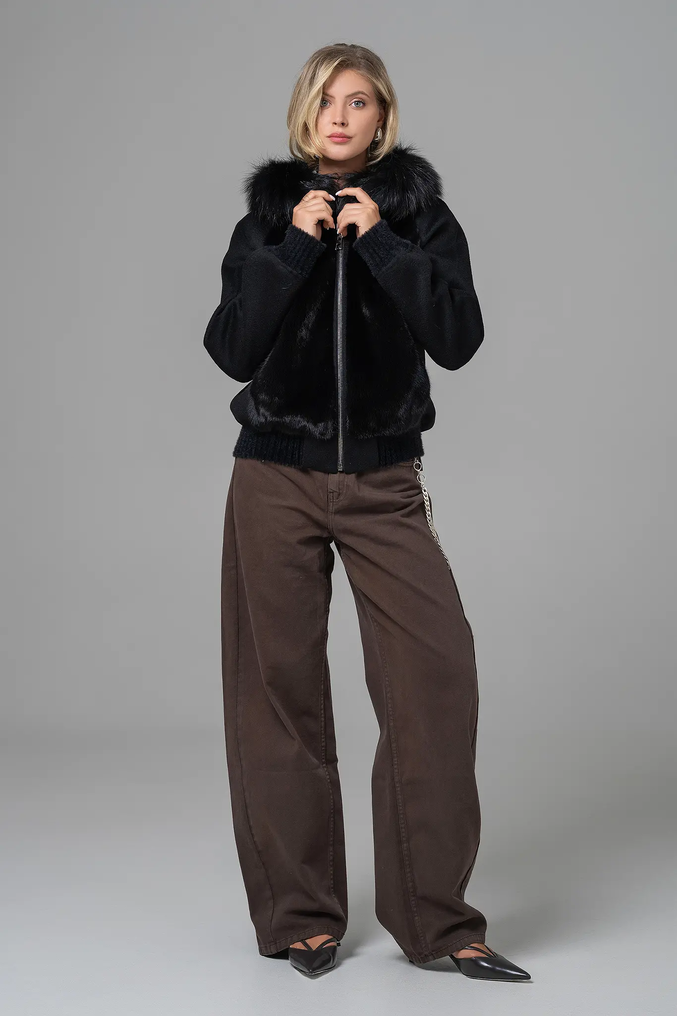 Palton cu blană naturală pentru femei — Artizana Fashion, foto 3