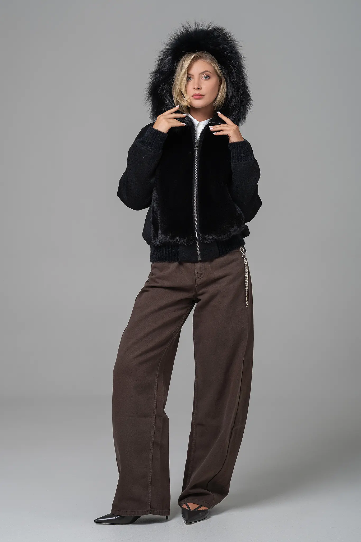 Palton cu blană naturală pentru femei — Artizana Fashion, foto 4