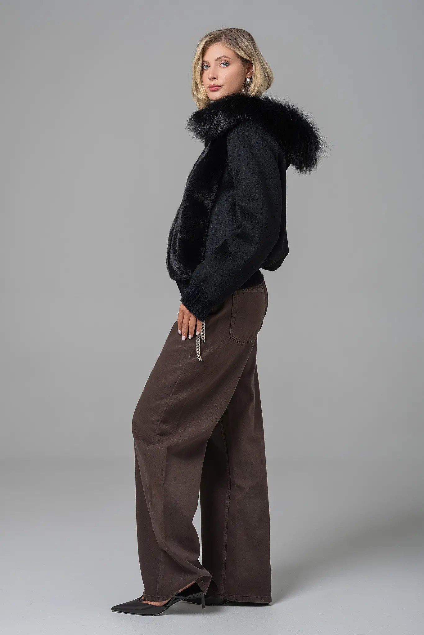 Palton cu blană naturală pentru femei — Artizana Fashion, foto 5
