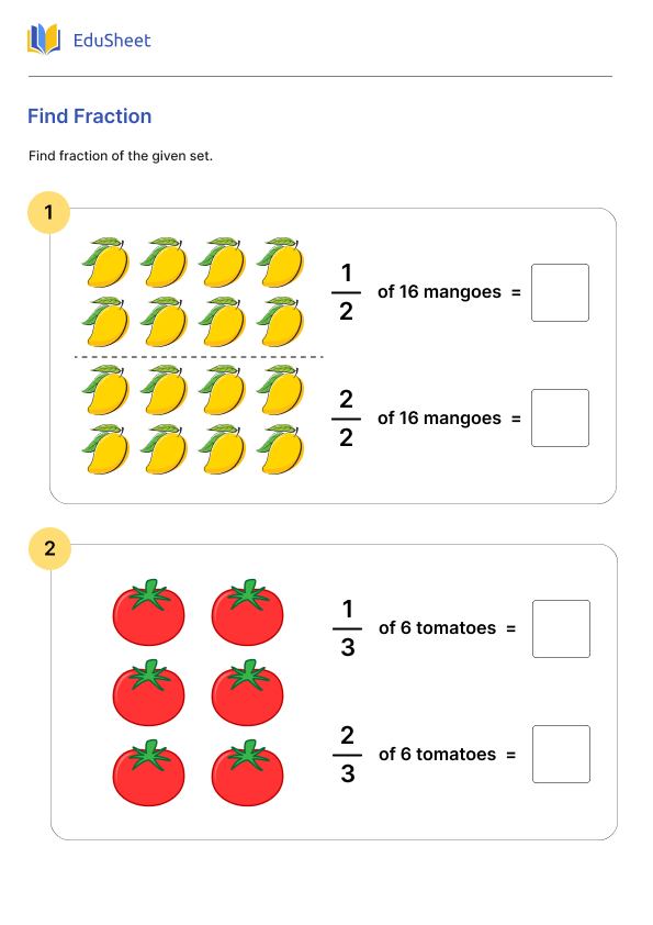 Find Fraction Part 1 Worksheets | Free Download at Orchids International
