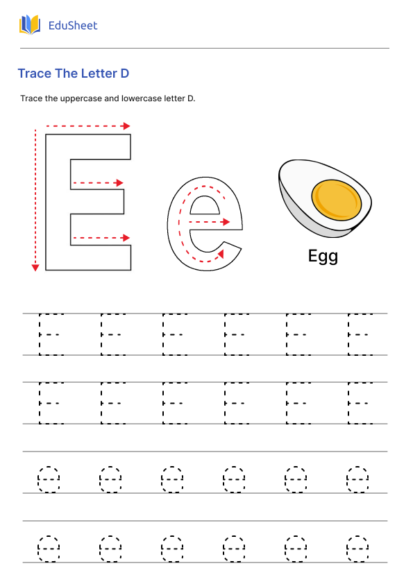 Trace The Letter E Worksheets | Free Download at Orchids International