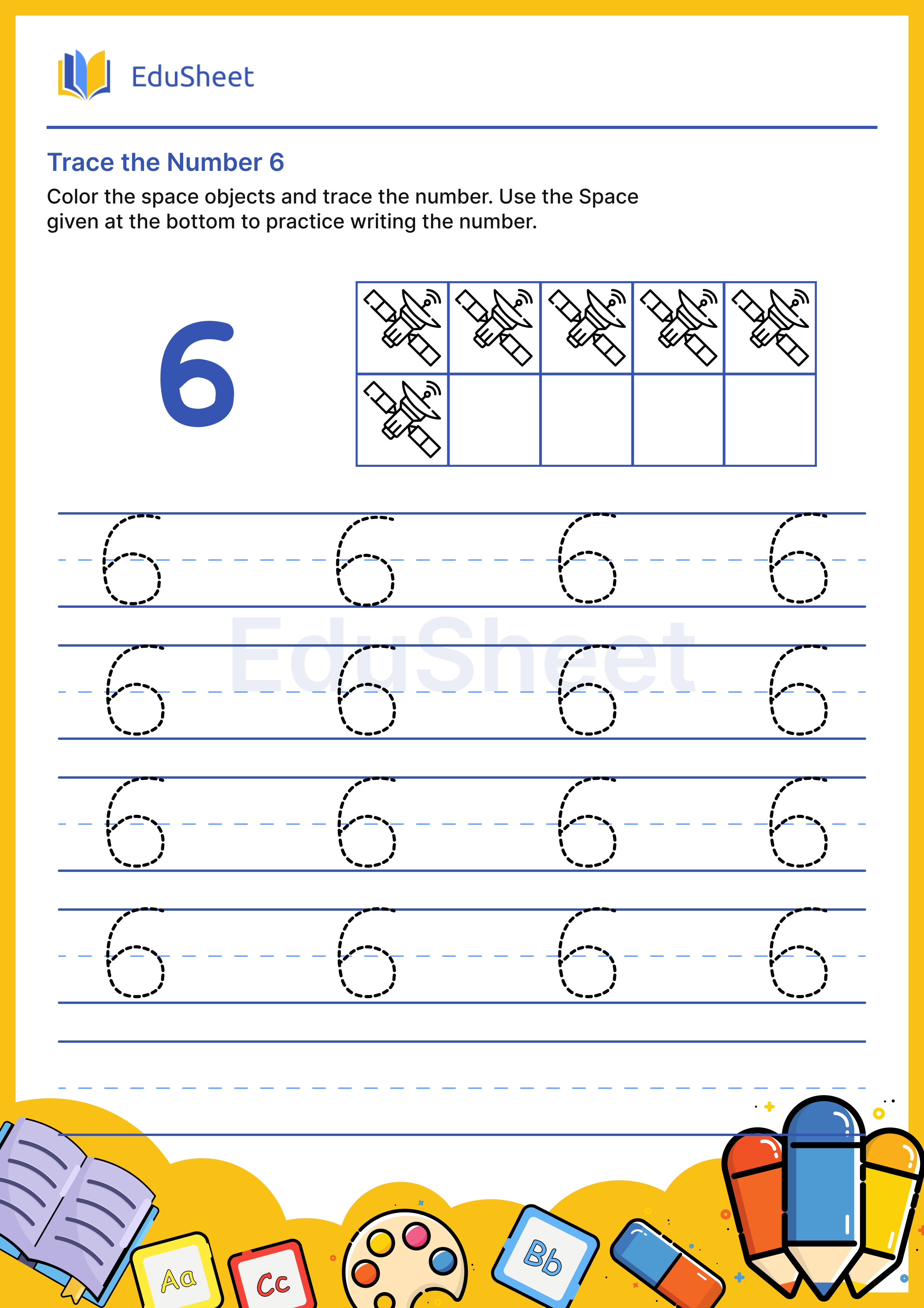 Trace the Number of Space objects 6 Worksheets | Free Download at ...