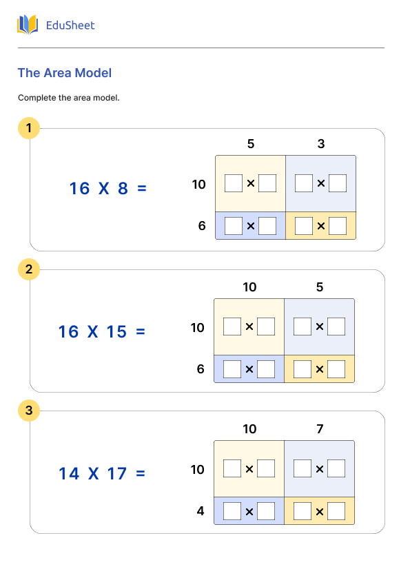 The Area Model 1 Worksheets | Free Download at Orchids International