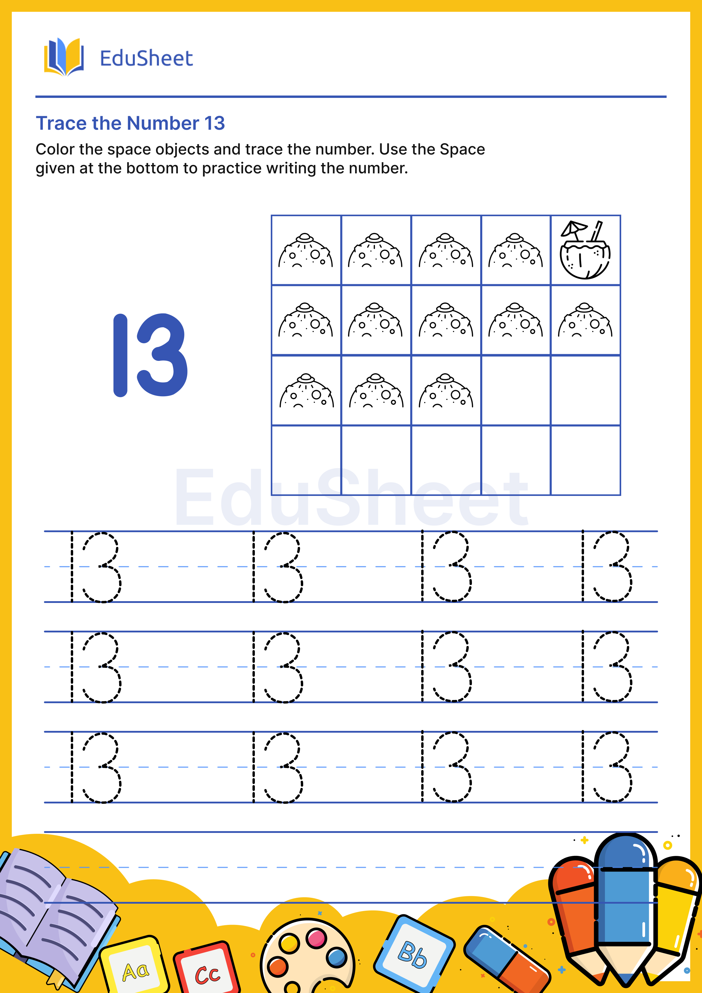 Trace the Number of Space objects 13 Worksheets | Free Download at ...